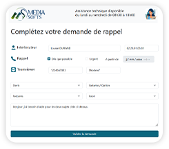 Formulaire de demande de rappel téléphonique.