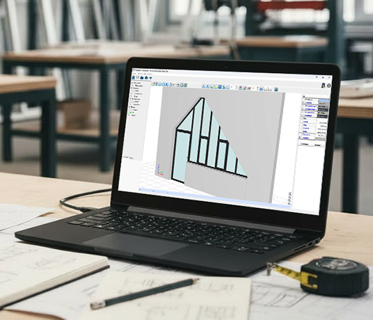 Ordinateur affichant un dessin technique 3D.